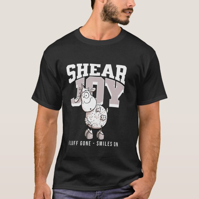Rolig klippglädje får design ludd borta leenden på t shirt (Framsida)