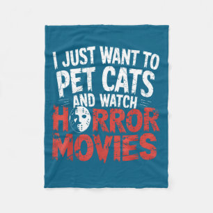 Rolig klocka skräckfilmsfantast - Halloween kattäl Fleecefilt