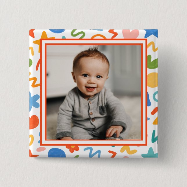 Rolig Klotter Baby Foto Knapp (Framsida)