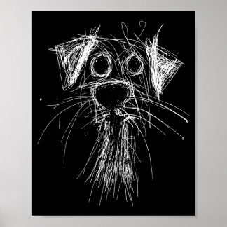 Rolig Klotter Valp Klotter Skiss Minimalistisk Hun Poster