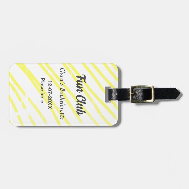 Rolig klubb möhippa gul linje bakgrund bagagebricka (Horisontell Framsida)