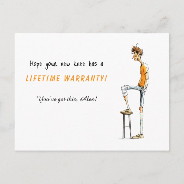 Rolig knäoperation Snart frisk kort – Rocka den le (Framsida)