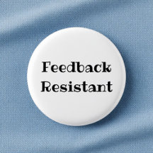 Rolig knapp med texten 'Feedback-resistent' för ko