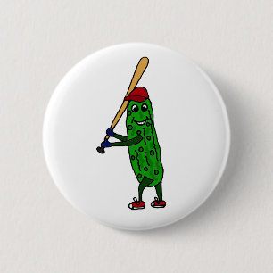 Rolig knipa som leker baseballtecknaden knapp