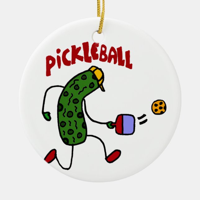 Rolig knipa som leker Pickleball handlingdesign Julgransprydnad Keramik (Framsidan)