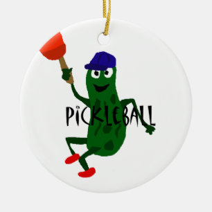 Rolig knipa som leker Pickleball Julgransprydnad Keramik