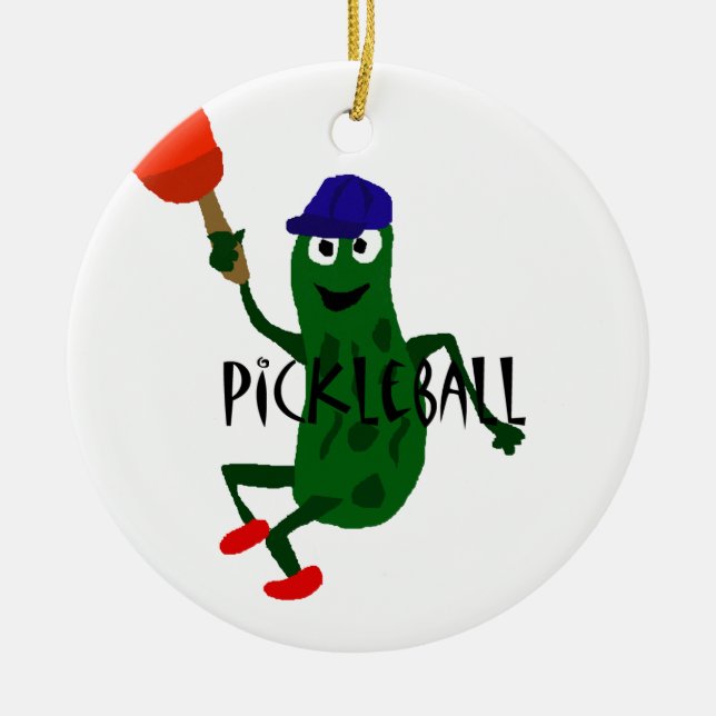 Rolig knipa som leker Pickleball Julgransprydnad Keramik (Framsidan)