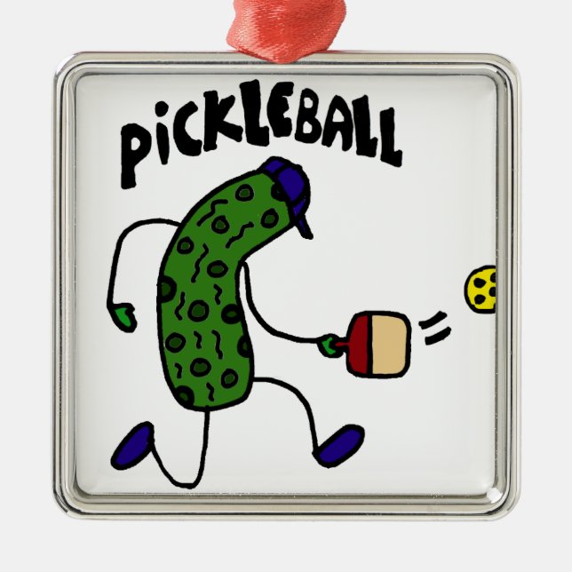 Rolig knipa som leker Pickleball Julgransprydnad Metall (Framsidan)