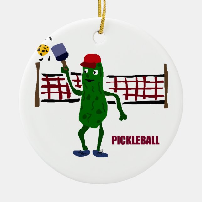 Rolig knipa som leker Pickleball med netto konst Julgransprydnad Keramik (Framsidan)