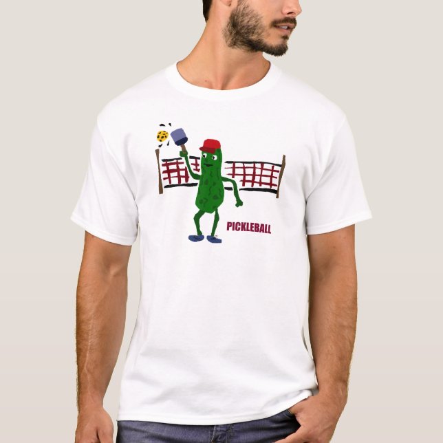 Rolig knipa som leker Pickleball med netto konst T Shirt (Framsida)