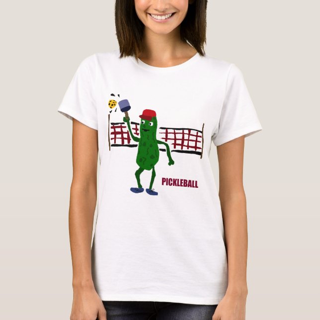 Rolig knipa som leker Pickleball med netto konst T-shirt (Framsida)
