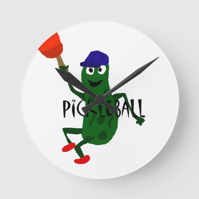 Rolig knipa som leker Pickleball Rund Klocka (Framsida)