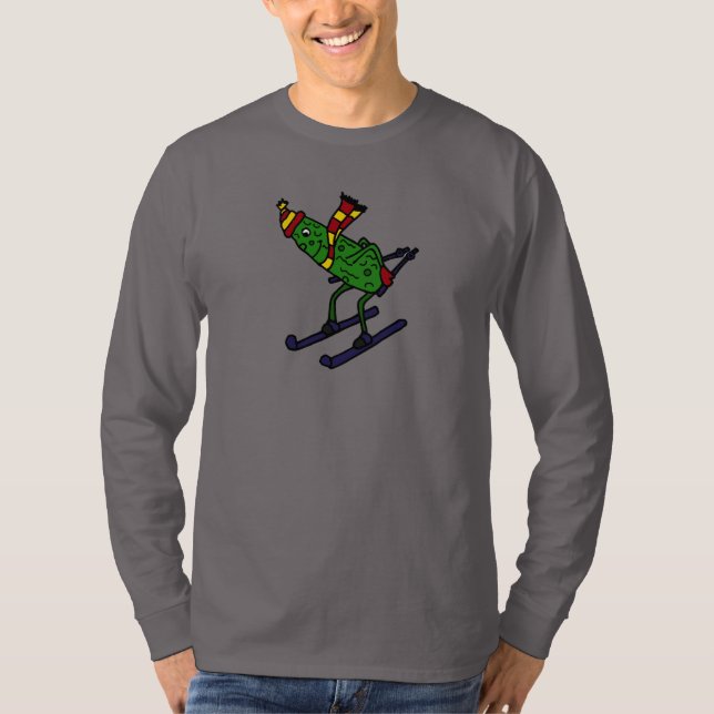 Rolig knipaskidåkningtecknad t-shirt (Framsida)