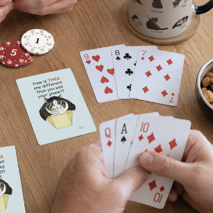 Rolig knubbig tabby katt låda casinokort