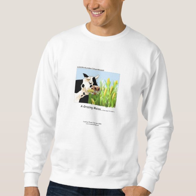 Rolig Ko "A-Grazin' Maize" Tröja Sweatshirt (Framsida)