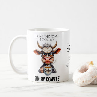 Rolig Ko Dricker Kaffe Typografi Kaffemugg