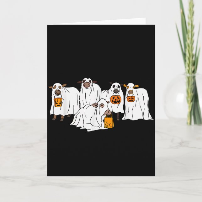 Rolig Ko Ghost Halloween Bonde Trick Or Treat Co Kort (Framsida)