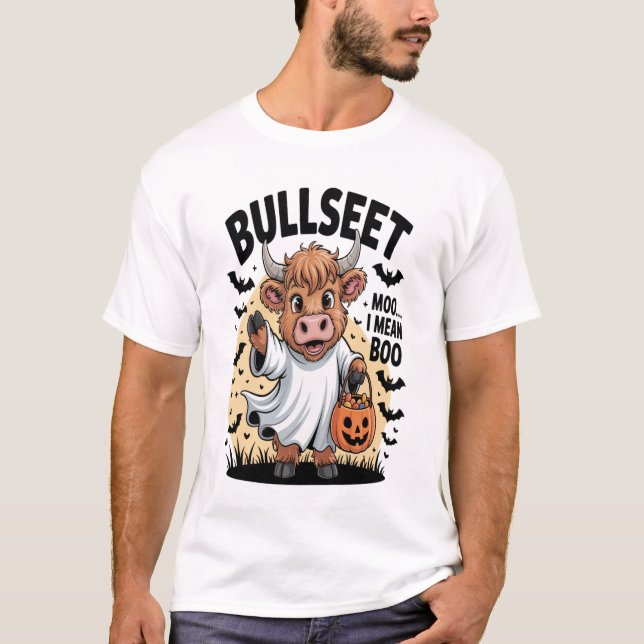Rolig Ko Halloween T Shirt (Framsida)