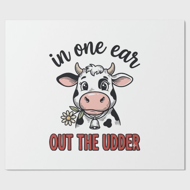 Rolig Ko I En Öra Ut Ur Juvret Tröja Design_1 Presentpapper (Platt)