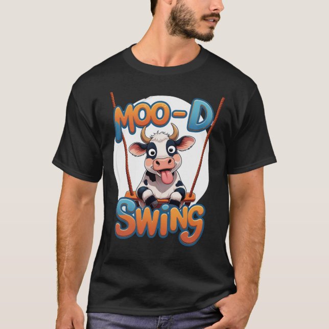 Rolig Ko Moo-d Sväng Roligt T Shirt (Framsida)