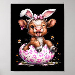 Rolig ko påsk kanin söta kor älskare påskdagen poster