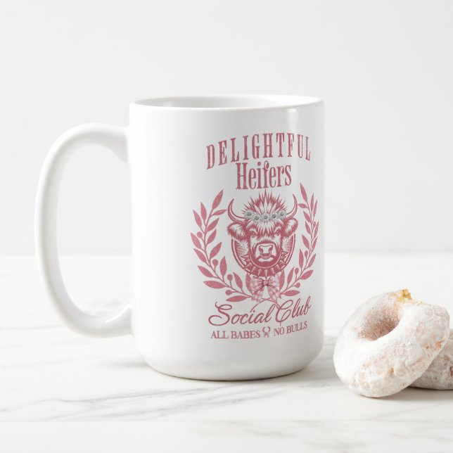 Rolig Ko-present För Henne, Kvigklubb Kaffemugg (Med munk)