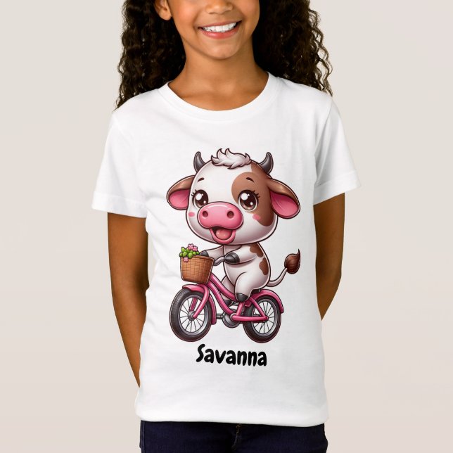 Rolig ko som cyklar t shirt (Framsida)