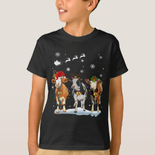 Rolig Ko Tomte God Jul Xmas Ljus Pajamas T Shirt