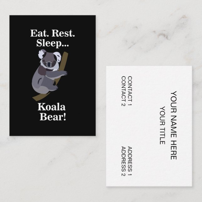 Rolig Koala Björn Visitkort (Fram/baksida)