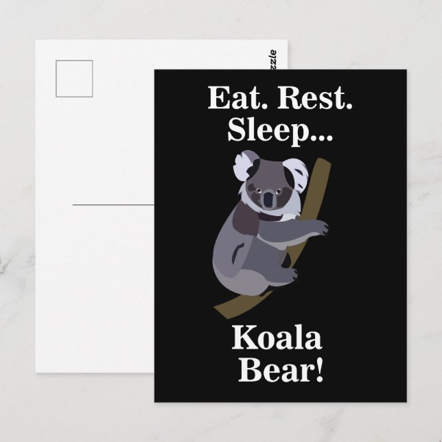 Rolig Koala Björn Vykort (Fram/baksida)
