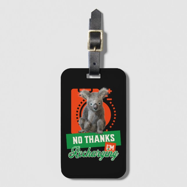 Rolig Koala Introvert Laddar Om Humör Bagagebricka (Framsida vertikal)