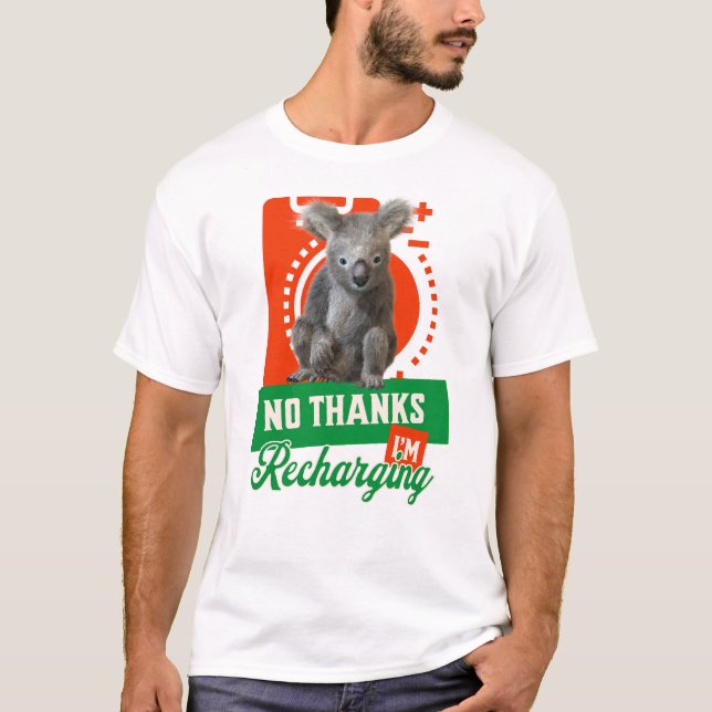 Rolig Koala Introvert Laddar Om Humör T Shirt (Framsida)