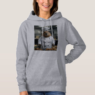 Rolig kockhätta capybara, damer hoodie t shirt