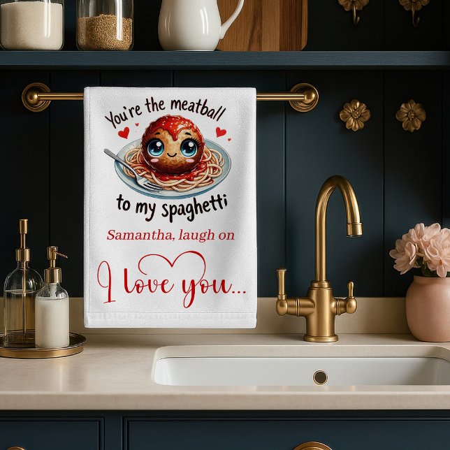 Rolig kökshandduk för Alla hjärtans dag med mattem (Funny Food Valentine Kitchen Towel Love Gift)