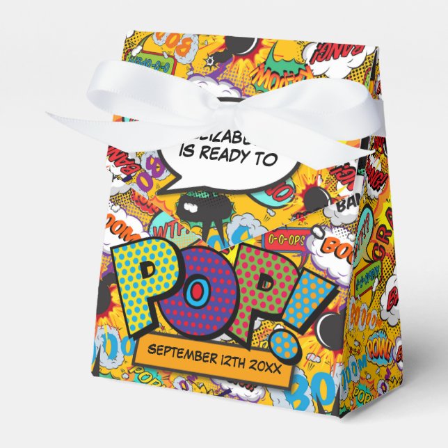Rolig Komisk Serietidning Baby Shower Presentaskar (Framsidan Sidan)