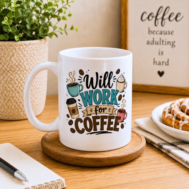 Rolig Kommer Att Jobba För Kaffe  Kaffemugg (Skapare uppladdad)