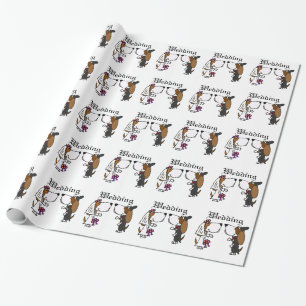 Rolig konst för Bassethundbrud och brudgumbröllop Presentpapper