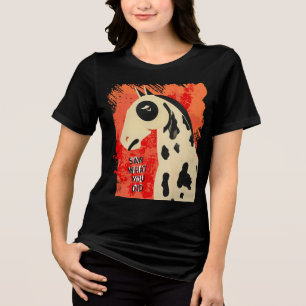 Rolig konst häst sida öga anpassad text t shirt