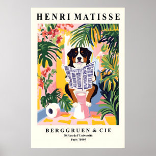 Rolig konst med Berner Sennenhund - Matisse-stil Poster