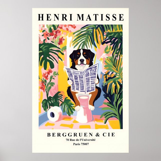 Rolig konst med Berner Sennenhund - Matisse-stil Poster (Framsidan)