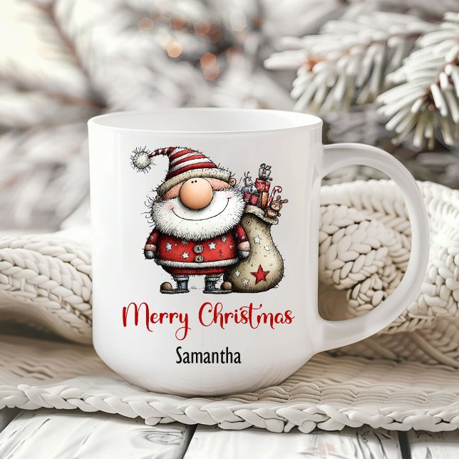 Rolig konstig julfarbror tecknad kaffemugg (Quirky Funny Santa Claus Cartoon Coffee Mug)