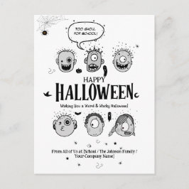 Rolig konstig monster barn Halloween vykort design