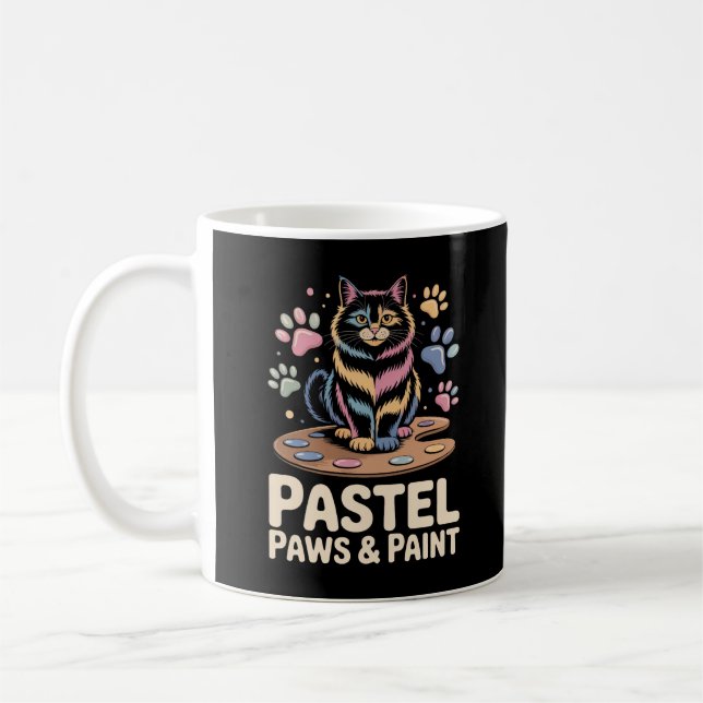 Rolig Konstnär Katt Rojalig Målare Klor Kaffemugg (Vänster)