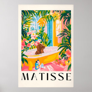 Rolig konsttryck av chokladlabrador i badkar poster