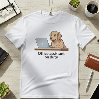 Rolig kontorshund assistent tecknad serie t shirt