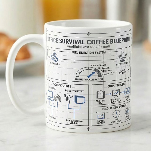 Rolig kontorskaffe Ritningsbyrå Deadline Panikmäta Kaffemugg (Skapare uppladdad)