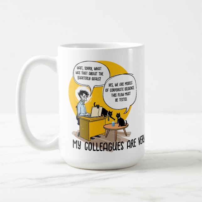 Rolig kontorskatthumor Arbetskamratpresent Arbetsm Kaffemugg (Vänster)