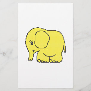Rolig korsstygn gul elefant flygblad