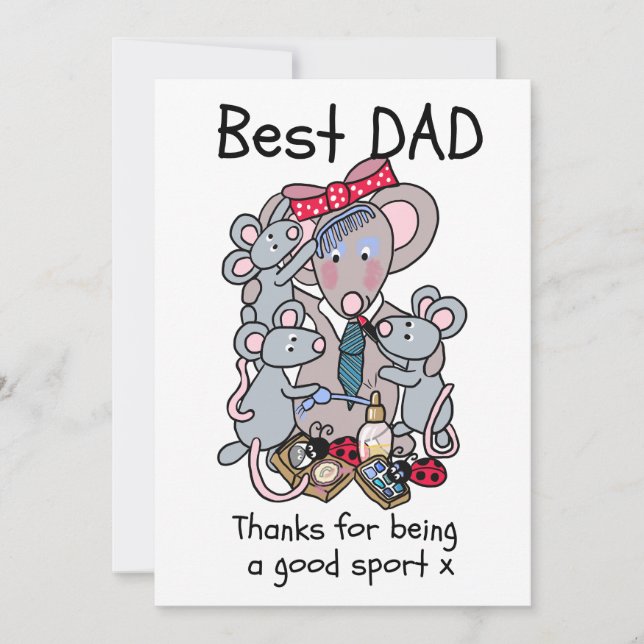 Rolig kort till pappa från barnen. (Framsida)