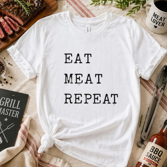 Rolig köttätare äter kött upprepa t shirt (Skapare uppladdad)